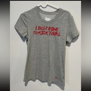 Nike Gray Red Cuffed Sleeve Short Tee